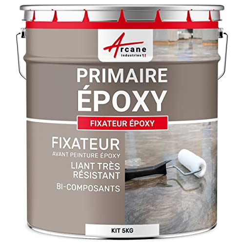ARCANE INDUSTRIES Résine epoxy Transparente, Primaire, sous Couche, accrochage, béton, métal, fixateur : Fixateur epoxy - 5 kg