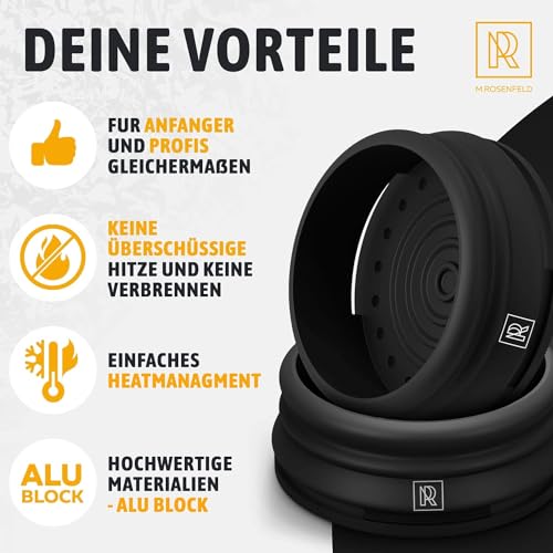 M. ROSENFELD Smokebox Shisha - Nitro Schwarz - Heat Management Shisha Kopf Aufsatz Mit Doppelring-boden. Passt Für Alle Gängigen Köpfe, Das Shisha HMD - Premium Zubehör Ersatz Für Alufolie & Kaminkopf