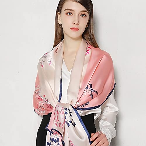 Silk Scarf Women Floral leaf print Fashion Elegant Style Long Scarf Soft Warm Shawl Wrap Sunscreen Shawl All Season3
