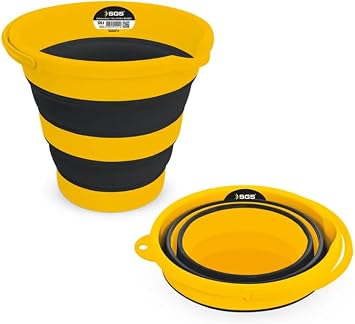 SGS Katlan r Kova, Sar  ve Siyah, Silikon, 12 Litre, Ta nabilir ve Kompakt Tasar m