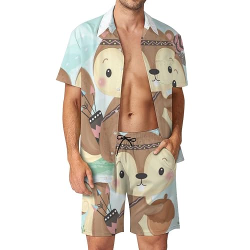 Ensemble Chemise Hawaïenne Homme Short et Pantalon de Plage Été 2 Pièces Taille S