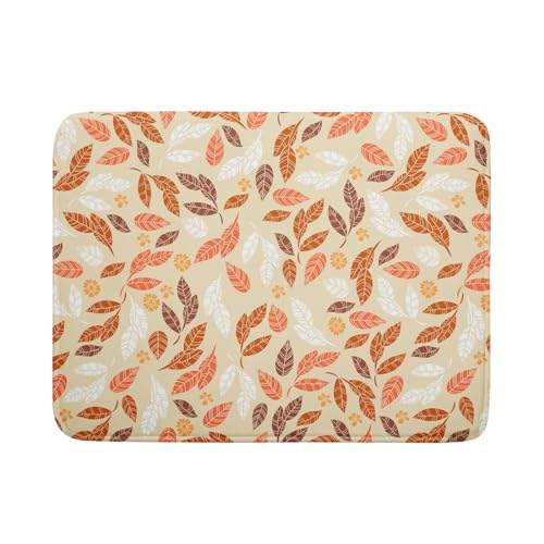 Sphragiyn Fall Leaves Dish Drying Mat for Kitchen Counter Autumn Orange White Leaves Seasonal Super Absorbent Reversible Microfiber Kitchen Countertop Protector Dishes Pad Large 18x24 inch by Sphragiyn - Used condition - US$8.99
