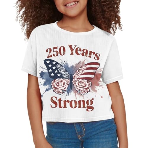 Image of Kids Crop Top Short Sleeve T-Shirts for Girls Size 5-14