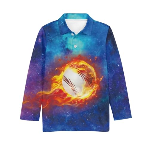 HUIACONG Baseball Boys Shirts for Elementary Kids Starry Under Shirts for Age 11-12 Children Flame Undershirts Girls Long Sleeve Sweatshirts Playwear for Daily