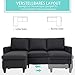 HOMCOM Ecksofa, 3 Sitzer Sofa und Kissen, Eckcouch, L-Form Couch für Wohnzimmer, Schlafzimmer 197 x 139 x 91 cm, Leinen, Dunkelgrau