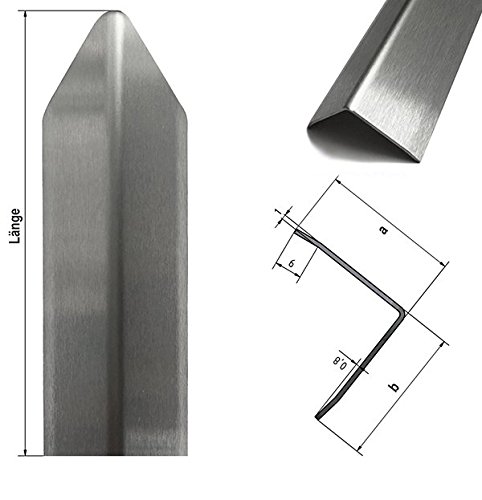 Sparset 12 Stück Edelstahl Eckschutzwinkel Modern-3 Fach gekantet 12 Stück axb= 40 x 40mm 1,0 x 1.000mm Aussen Schliff Korn 320
