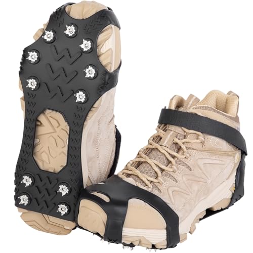 Ice Cleats for Shoes and Boots,Silicone Crampons,11 Stainless Shoe Spikes for Snow and ice,Heavy...