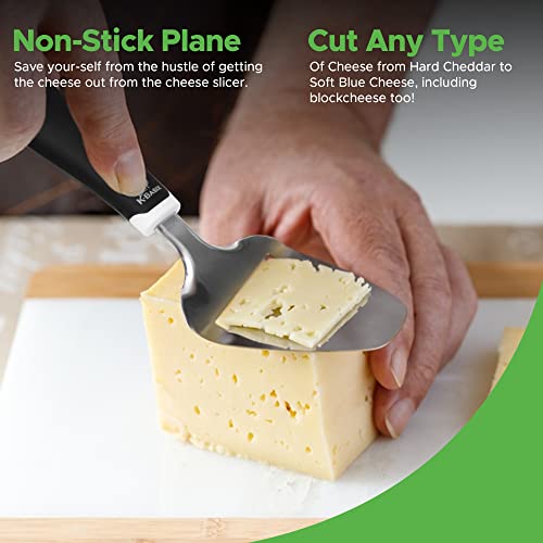 K Basix Cheese Slicer For Block Cheese Stainless Steel,8.2 Inch Soft Rubber Handle And Comfortable Grip, Heavy Duty Cheese Plane Slicer For Hard Cheddar, Cheese Shaver & Cheese Cutter #TOP6