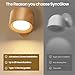 COOZAMING LED Wall Mounted Lamps, Battery Operated Rechargeable Wall Lights, 3CCT & Dimmable, 360°Rotation with Magnetic Ball, Cordless Wall Sconces for Picture Bedside Bedroom Reading, Wood-2 Pack