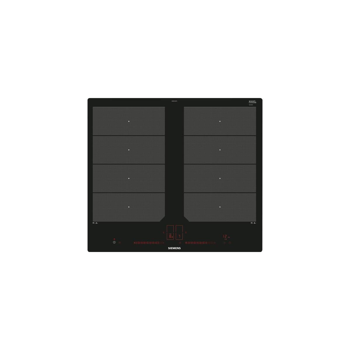 Siemens EX601LXC1E iQ700 - Piano cottura elettrico, in vetroceramica, 57,2 cm, zone di cottura flessibili, 2 zone di cottura a induzione varioinduzione