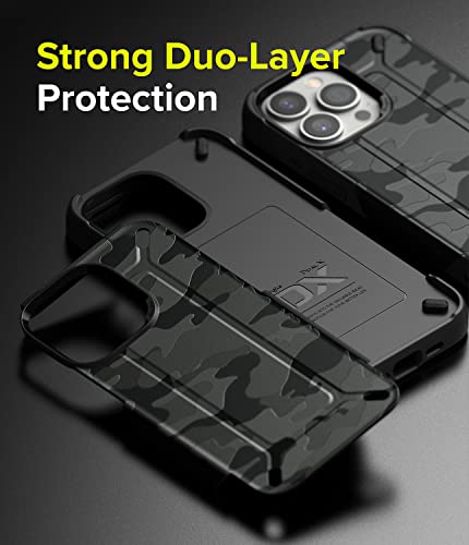Image of Ringke DX Compatible for iPhone 13 Pro Max Case Back Cover, Silicone, TPU, PC Tough Dual-Layered Military Grade Drop Protection Heavy Duty Frame Bumper iPhone 13 Pro Max Back Cover - Camo Black