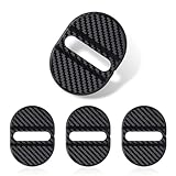 Dogary 4 PCS Car Door Lock Latche Cover, Carbon Fiber Shock Absorption Door Lock Protective Cover, Rust-Proof Noise Reduction Latches Protector, Universal Thickened Trim Decoration Accessory (Black)