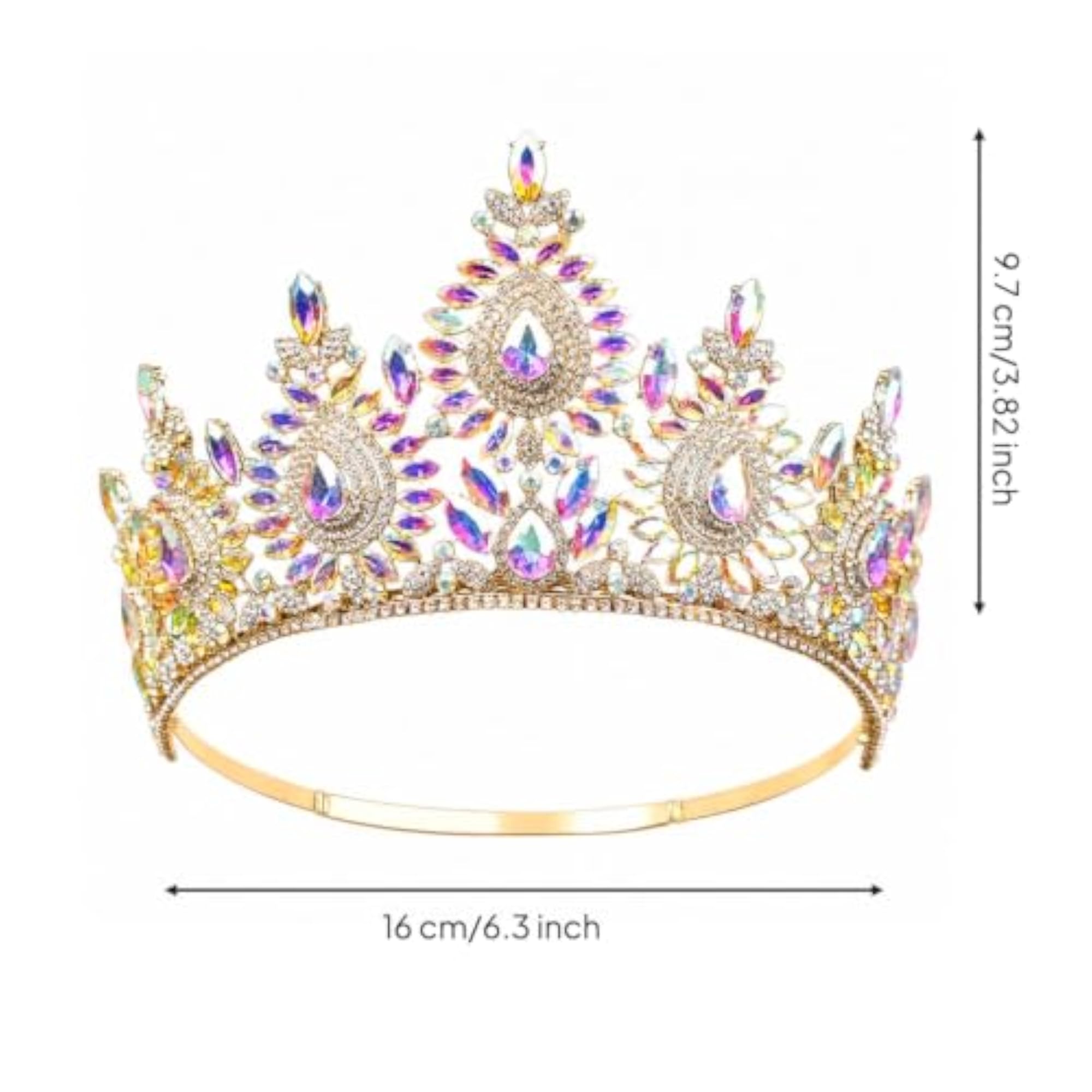 Gold-Tone Rhinestone Floral Tiara Crown, Adjustable