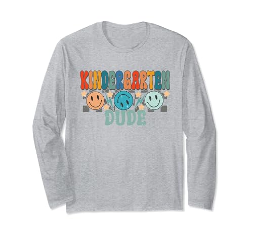 Boho Groovy Retro Back To School Shirt Kid Kindergarten Dude Long Sleeve T-Shirt
