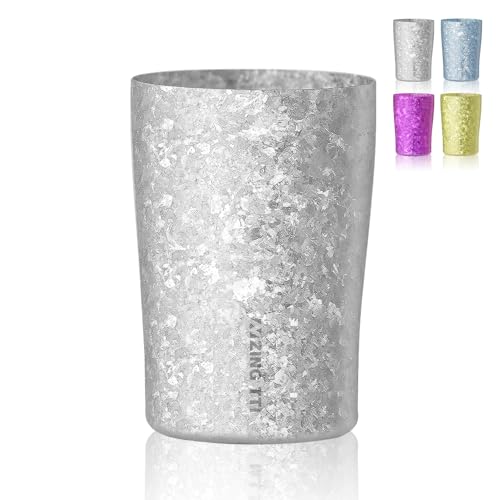 ZING TTI Titanium Cup, 10oz metal drinking cup, double titanium anti-fall, reusable cup, adult general anti-splash, suitable for indoor and outdoor-silver
