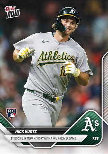 2025 Topps Now Nick Kurtz 464 1st Rookie in MLB History With A Four Home Run Game Athletics Rookie RC Baseball Card