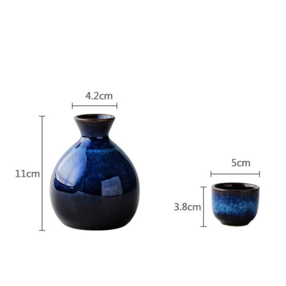 Ensemble de saké en céramique Comprenant 1 Bouteille Tokkuri et 4 Tasses Ochoko pour saké Chaud Froid