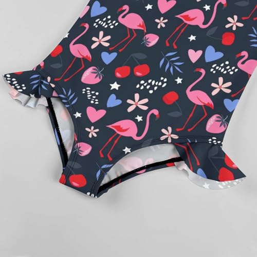 Girls One Piece Swimsuit USA Patriotic Whales Fish Ruffles Swimwear Bathing Suits 3-12 Years4