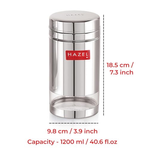 Image of HAZEL Stainless Steel See Through Transparent Container | Kitchen Air Tight Storage Dabba Containers Set of 2, 1200 ML