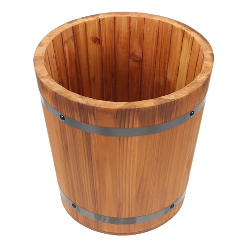 TOVINANNA Contenitore in Legno per Riso e Cereali 25X22 CM Secchio Alimentare per Conservazione Naturale Vaso per Fiori da Giardino Multifunzione Ampio Spazio per Uso Domestico