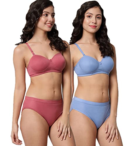 Image of Women Sexy Cotton 2 Piece Bra and Panties Lingerie Set for Honeymoon | Anniversary | Everyday Bra Panty Combo