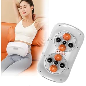 Electric Abdominal Stomach Massager, Cordless Abdominal Rubbing Instrument, 3D Shiatsu Kneading, Relieve Pain & Dysmenorrhea