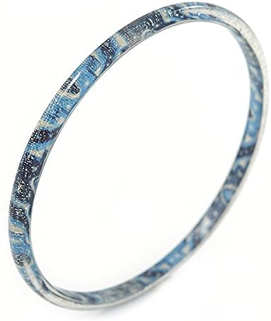 Avalaya Thin Blue with Glitter Effect Acrylic Bangle Bracelet - 19cm L, light blue - Image 3