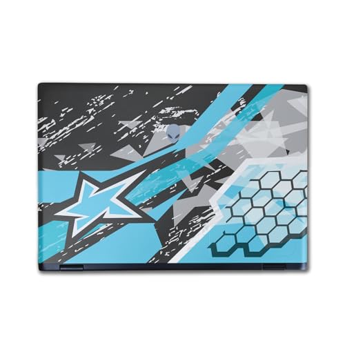 Image of Laptop Skin Compatible with Alienware M16 R2 (2024) - Grunge Cyan - Premium 3M Vinyl Protective Wrap Decal Cover - Easy to Apply | Crafted in The USA by MightySkins