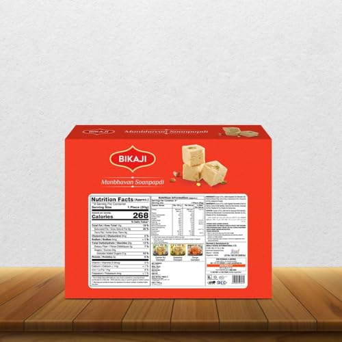 Image of BIKAJI Soan Papdi 17.6 oz, Flaky Indian Sweet with Almonds & Pistachios