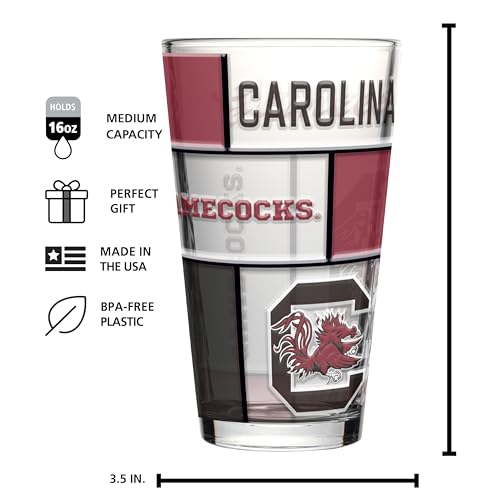 Image of Logo Brands NCAA oz Stained Glass Pint Glass - 3D Embossed Logo & Bold Team Colors - Durable Sports Fan Beer Glass for Home, Bar & Tailgates