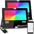 Led Flood Light 30W, 300W Equivalent 3000 LM Outdoor Color Changing Led Stage Landscape Lights, Bluetooth RGBW Smart Floodlights 2700K & 16 Million Colors&Timing& Music Sync, IP66?US 3-Plug (2 Pack)