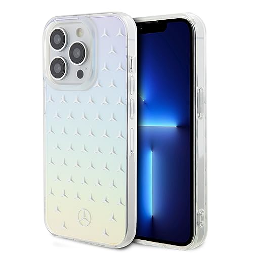 Image of CG MOBILE Mercedes-Benz Phone Case [Official Licensed] Transparent Case with Star Pattern Protective Case Designed for iPhone 15 Pro (6.1-Inch) 2023 - Iridescent