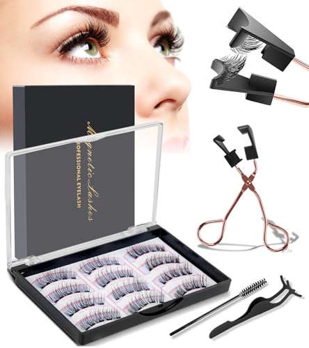 Magnetische Wimpern 3D Magnet Fake Lashes Magnetwimpern Ohne Eyeliner Künstliche Magnetic Eyelashes Wiederverwendbar Lash Extension Set mit Zange Einfach zu Tragen (3)