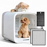 nello ペットドライルーム＋Deo 日本製モーター2基搭載 獣医師共同開発 エアシャワー 脱臭モード搭載NEWモデル 70L ネロ ペットドライヤーハウス ハンズフリー 花粉対策 乾燥 ドライ 自動 快適 多頭用 過熱保護 風力/温度調節 (本体 + 集じんフィルター 2枚 + 脱臭フィルター 1枚)