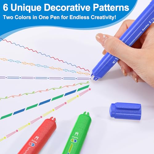 AECHY Dual Tip Glitter Highlighters Set, 6 Colors-Changing Fun Line Style Pens for Writing, Drawing, Sparkle Markers Ideal for Students, Artists, Journaling, Office & School Supplies(6 Pack) — view 5