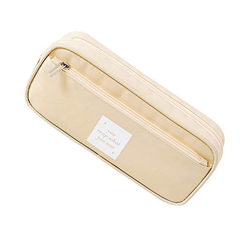 Estuche de gran capacidad para lápices y bolígrafos, diseño bonito con gran color beige Cover
