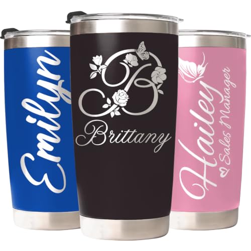 Image of Personalized Tumbler with Names, Custom Travel Coffee Insulated Tumbler 20 oz for Wedding Groomsmen Gifts, Stainless Steel Cup with Lid, Personalized Birthday Gifts for Men Women