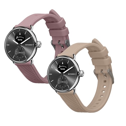Correas de silicona para reloj Withings Scanwatch 2x negro/beige miniatura 1