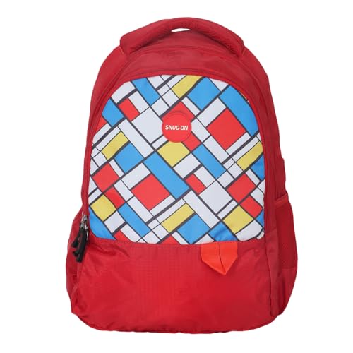 Image of Printed Backpack for School, Office & College | Polyester Turquoise Tuition Case for Adults| Comfortable Bags for Girls & Boys | Carry-On with Bottle Holder Pocket - 2 Main Compartments
