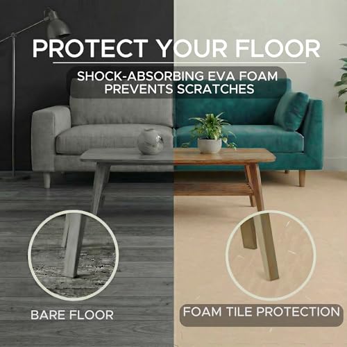 Element Fitness Puzzle Mat Foam Floor Tiles for Home Gym and Baby Play Mat – 0.5” Thick EVA Foam Interlocking Gym Mats, Exercise Mat Flooring for Workout - Cream Confetti by Fitness Factory - Image 4