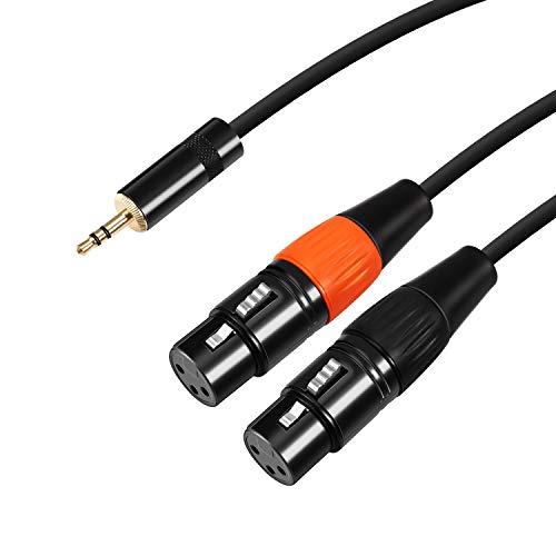 Devinal - Cable Adaptador en Y Hembra de 1/8 Pulgadas TRS a Doble XLR Macho estéreo de 3,5 mm a 2 Conectores XLR Hembra (1,8 m)