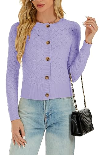Image of Women's Long Sleeve Cropped Knitted Sweater Cardigan Button Down Open Front Knitted Shrug Sweaters