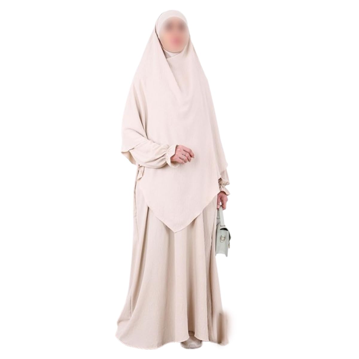 Sufiah Stone 2 Pieces Prayer Dress Overhead Khimar Burqa Abaya Kaftan Jilbab (, One Size)