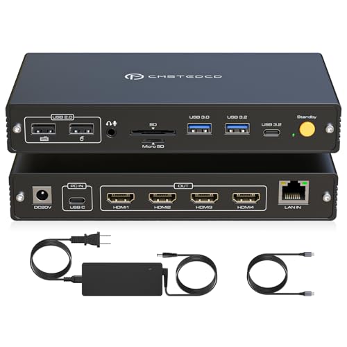 Estensione display quad-screen 4K@60Hz: questa docking station HDMI 4 monitor supporta la connessione simultanea di fino a 4 monitor, tutti in grado di trasmettere ad alta risoluzione 4K@60Hz. Rompe efficacemente le limitazioni multi-schermo dei sistemi macOS e consente una visualizzazione indipendente di espansione quad-screen per Windows e macOS. Questo libera tutta la potenza del chip M4 e offre un'esperienza multi-schermo davvero efficiente per il lavoro e l'intrattenimento