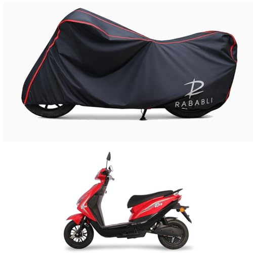 Image of Waterproof Bike Body Cover Compatible for | Ampere REO Elite | Taffeta Fabric, Red Piping Design, Bottom Elastic Fit | Dustproof, Sun UV & Rain Protection for All Bikes