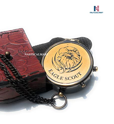 Brújula de bolsillo vintage de latón grabada Eagle Compass miniatura 5