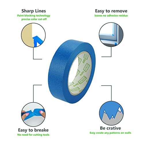 ToolSpace Crepe Tape, Blue Painter's Tape Set, Professional Painter's Tape for Renovation Work, Masking Tape for Painting - Image 2