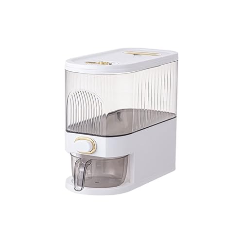 Ohget 米びつ 米櫃 10kg ライスストッカー 米びつ おしゃれ 漬物 容器 米びつ スリム 計量カップ付 調理器具 こめびつ カップディスペンサー 家庭的な 自動スイッチ 自動密閉 小麦粉 コーヒー豆 清潔便利 (5kg,ホワイト)