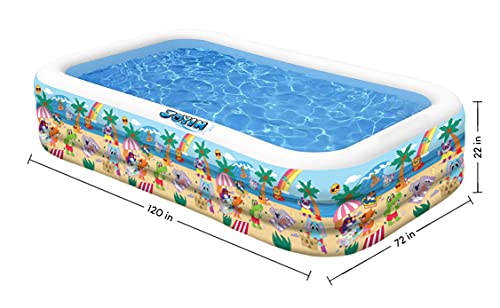 Joyin Inflatable Kiddie Swimming Pool Full-Size Swim Center Beach Pattern For Summer Fun Outdoor Kids/Family Activity, 120''*72''*22'' #TOP2