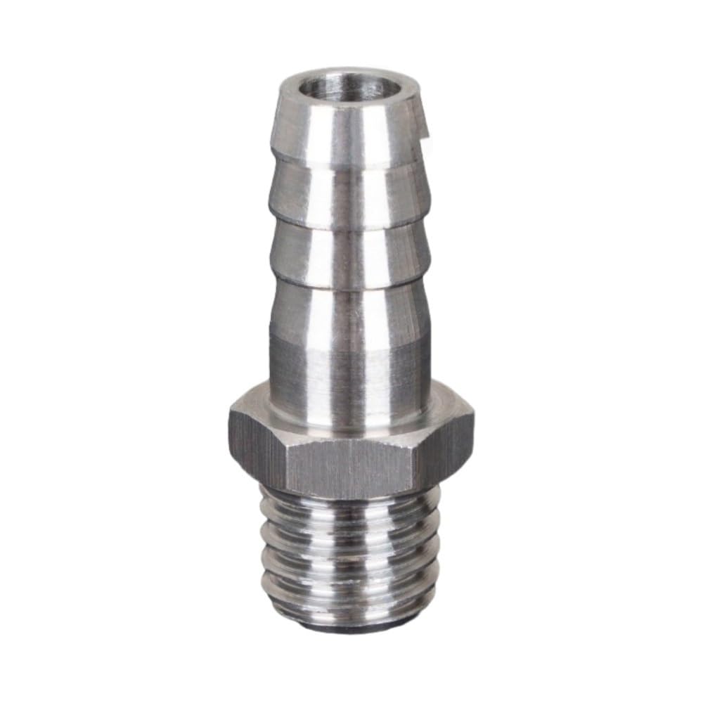 Stainless Steel Male Barb, 304 Stainless Steel Barbed Fitting Brass Male Hose Tail Pagoda Threaded Multi Sizes(10mm*M12x1.75)